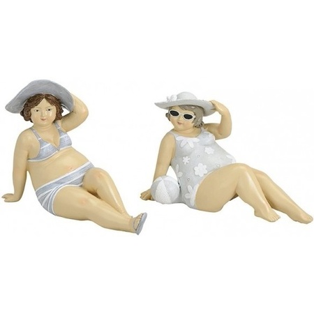 2x Fat ladies statues 14 cm in bathing suits