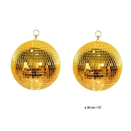 2x Disco spiegel ballen goud 30 cm
