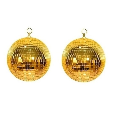 2x Disco spiegel ballen goud 30 cm