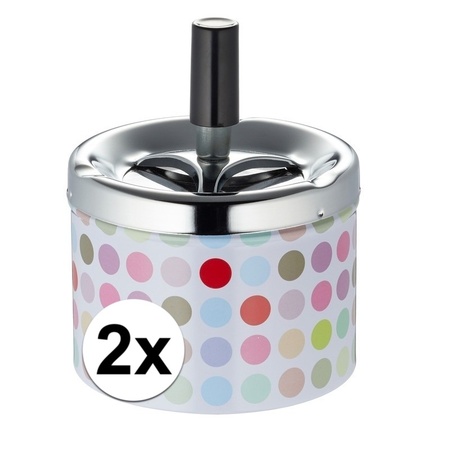 2x Ashtrays with dots and silver turning cap