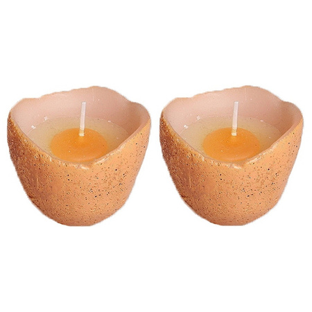 2x Brown egg candles 5 cm