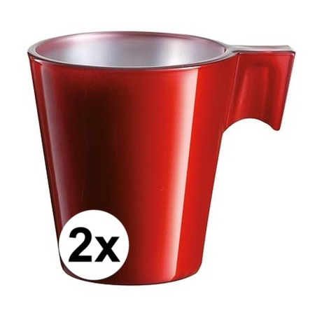 2x Espresso/koffie kopje rood