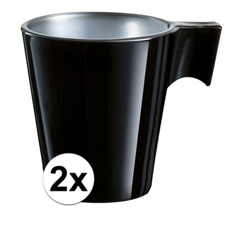 2x Espresso/koffie kopje zwart