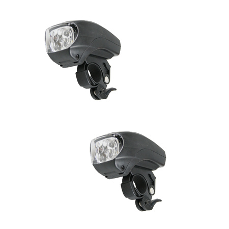 2x Fietskoplampen / voorlichten zwart LED fietsverlichting    