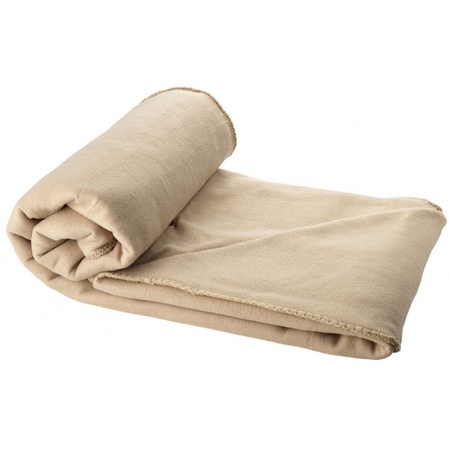 2x Fleece deken beige 150 x 120 cm