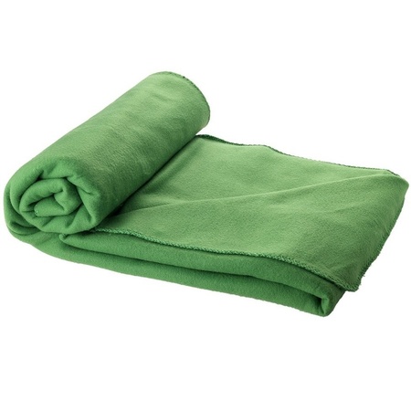 2x Fleece deken groen 150 x 120 cm