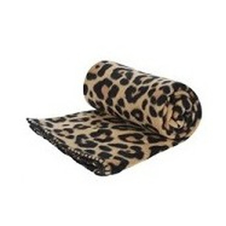 2x Fleece blankets leopard/panther print 130 x 160 cm