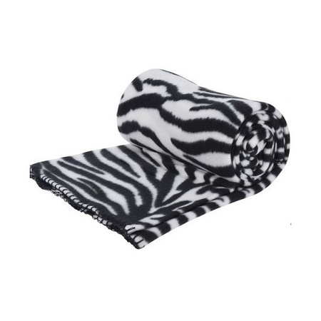 2x Fleece dekens zebra print 130 x 160 cm