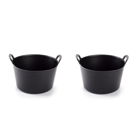 2x Black flexible buckets/laundry baskets 56 liters