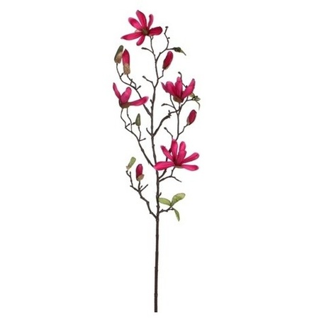 2x Fuchsia roze Magnolia/beverboom kunsttak kunstplant 80 cm
