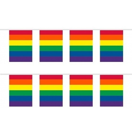 2x Gay Pride regenboog vlaggenlijnen 10 meter