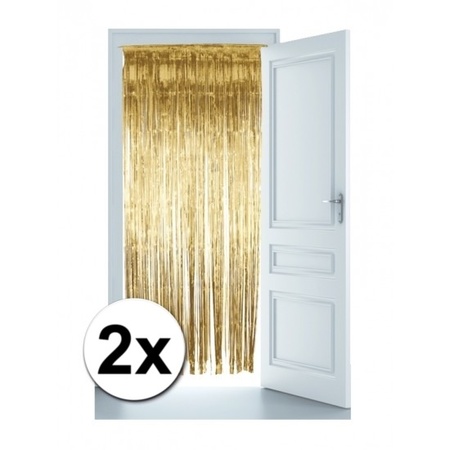 2x Goud versiering deurgordijn 