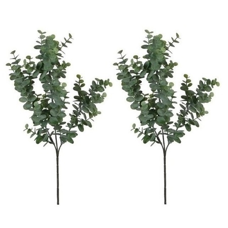 2x Grijs/groene Eucalyptus kunsttak kunstplant 65 cm