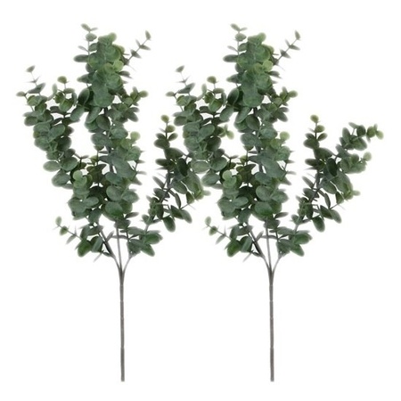2x Grijs/groene Eucalyptus kunsttakken kunstplant 65 cm