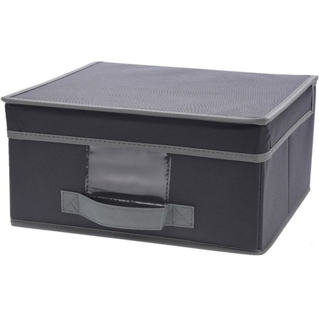 2x Gray storage box / storage box with lid 44 cm
