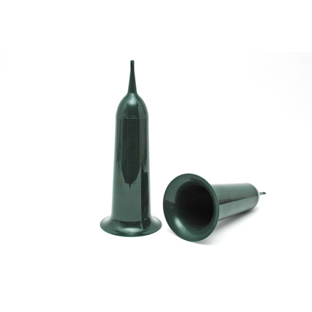 2x Green plastic grave vases 35 cm