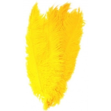 2x Large yellow ostrisch decoration feathers 50 cm