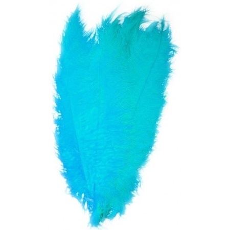 2x Grote decoratie veren/struisvogelveren turquoise 50 cm