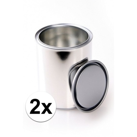 2x Craft material paint cans with lids