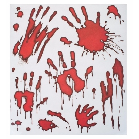 2x Horror raamstickers bloedende handafdrukken set
