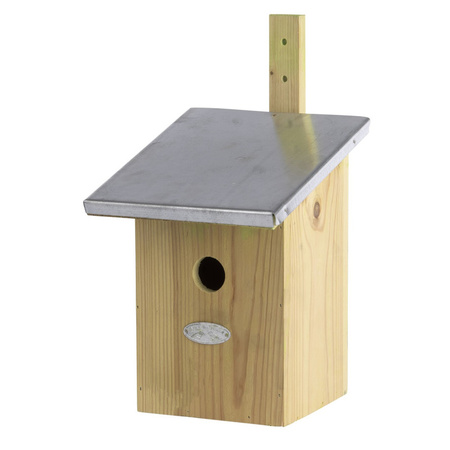 2x Houten vogelhuisjes/nesthuisjes 33 cm met zinken dak