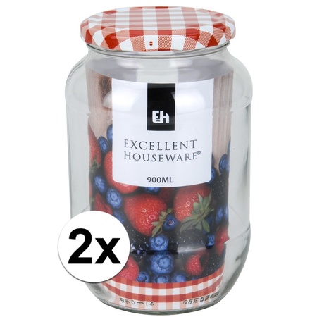 2x Preservation/preserving jar 900 ml with rotating lid