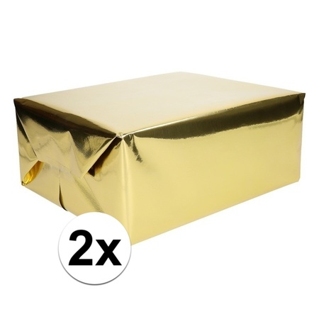 2x Wrapping paper gold metallic