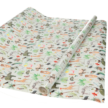 2x Wrapping/gift paper jungle 300 x 70 cm taupe