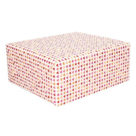 2x Wrapping paper light pink with mini hearts 70 x 200 cm rolls