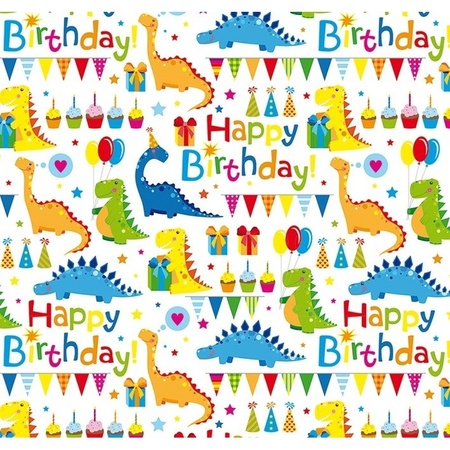 2x Wrapping paper white with Happy Birthday 70 x 200 cm