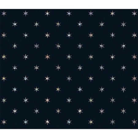 2x Wrapping paper holografic black with silver stars 70 x150 cm