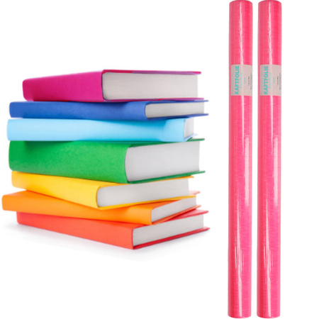 2x Kaftpapier folie schoolboeken neon roze 3 meter