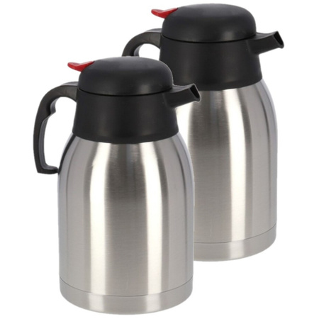 2x Koffie/thee thermoskan RVS 1,2 liter