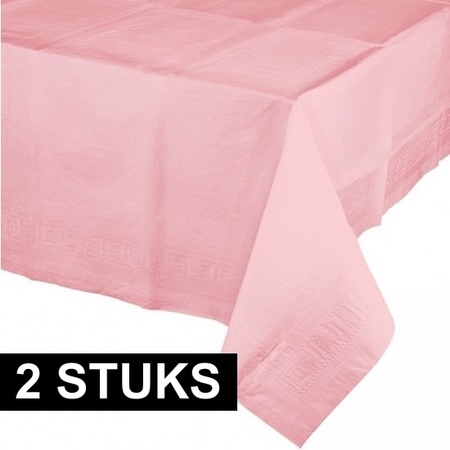 2x Tablecloths light pink 274 x 137 cm