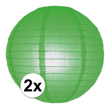 2x Luxe bol lampionnen groen 25 cm