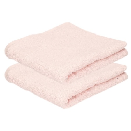 2x Luxe handdoeken licht roze 50 x 90 cm 550 grams