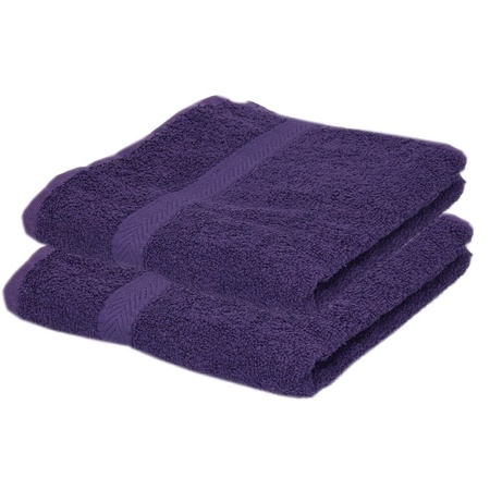 2x Luxe handdoeken paars 50 x 90 cm 550 grams
