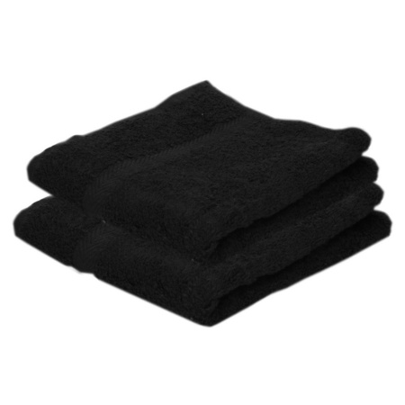 2x Luxe handdoeken zwart 50 x 90 cm 550 grams