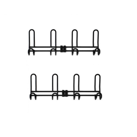 2x Luxe kapstokken / jashaken / wandkapstokken aluminium zwart vier haken 12,6 x 38 cm