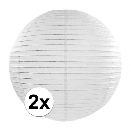 2x Luxe witte bol lampionnen van 35 cm