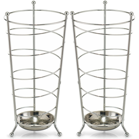 2x Metal silver umbrellastands 25 x 47,5 cm