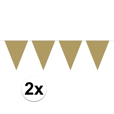2x Mini vlaggenlijn / slinger goud  300 cm 