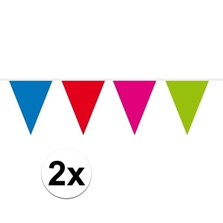 2x Mini vlaggenlijn / slinger multi colour  300 cm 
