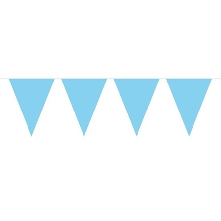 2x Mini vlaggenlijn / slinger versiering baby blauw 