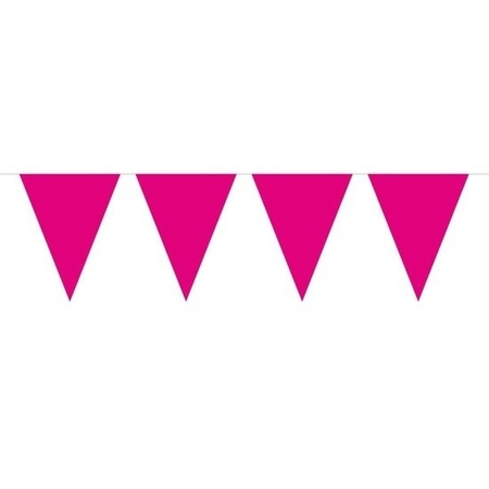 2x Mini vlaggenlijn / slinger versiering magenta roze