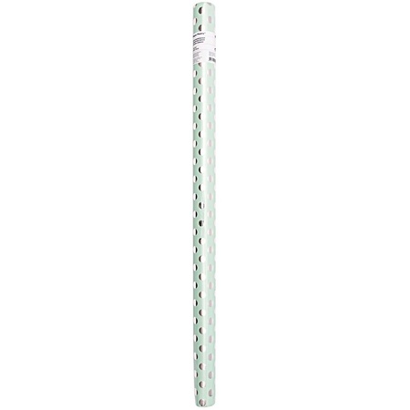 2x Mint green wrappingpaper/giftwrapping silver dot 200 x 70 c