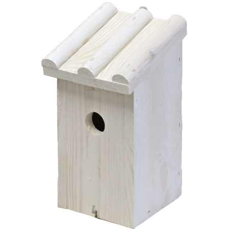 2x Nestkast/vogelhuisje hout wit ribdak 14 x 16 x 27 cm