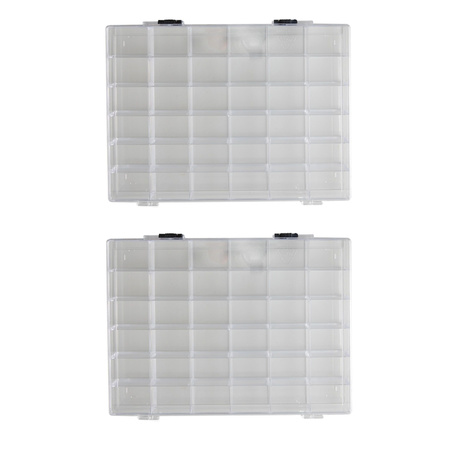 2x Storage boxes with 36 compartments 25 cm