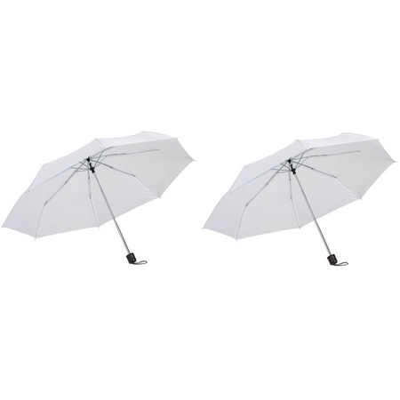 2x Opvouwbare mini paraplu wit 96 cm