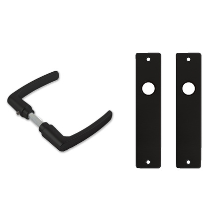 2x paar deurkrukset / deurgarnituur zwart met zwarte blokmodel deurklinken en deurschilden 